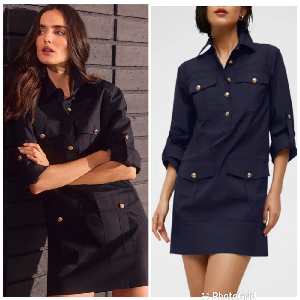 Veronica Beard Saude Long-Sleeve Utility Dress in Navy New With Tags!